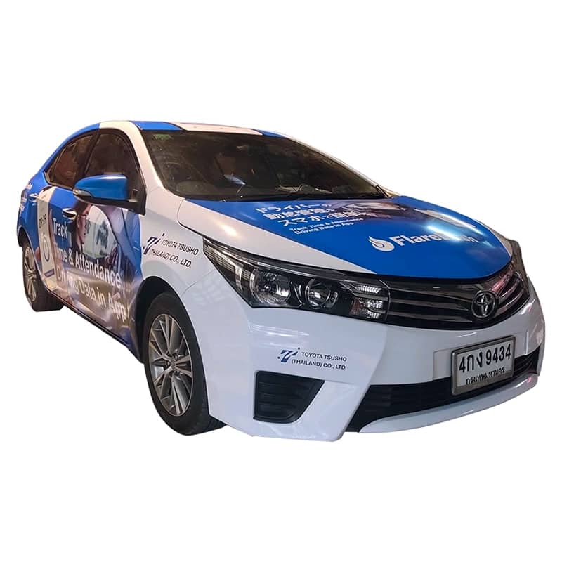 ตัวอย่างสติ๊กเกอร์ติดรถเก๋ง รถ Eco car และรถ SUV ตัวอย่างที่ 5