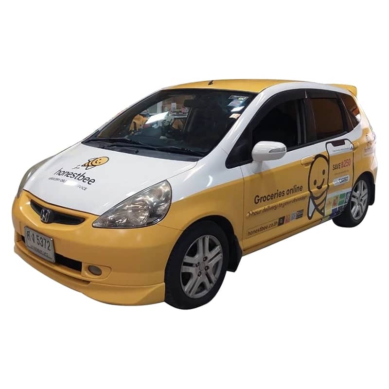 ตัวอย่างสติ๊กเกอร์ติดรถเก๋ง รถ Eco car และรถ SUV ตัวอย่างที่ 15