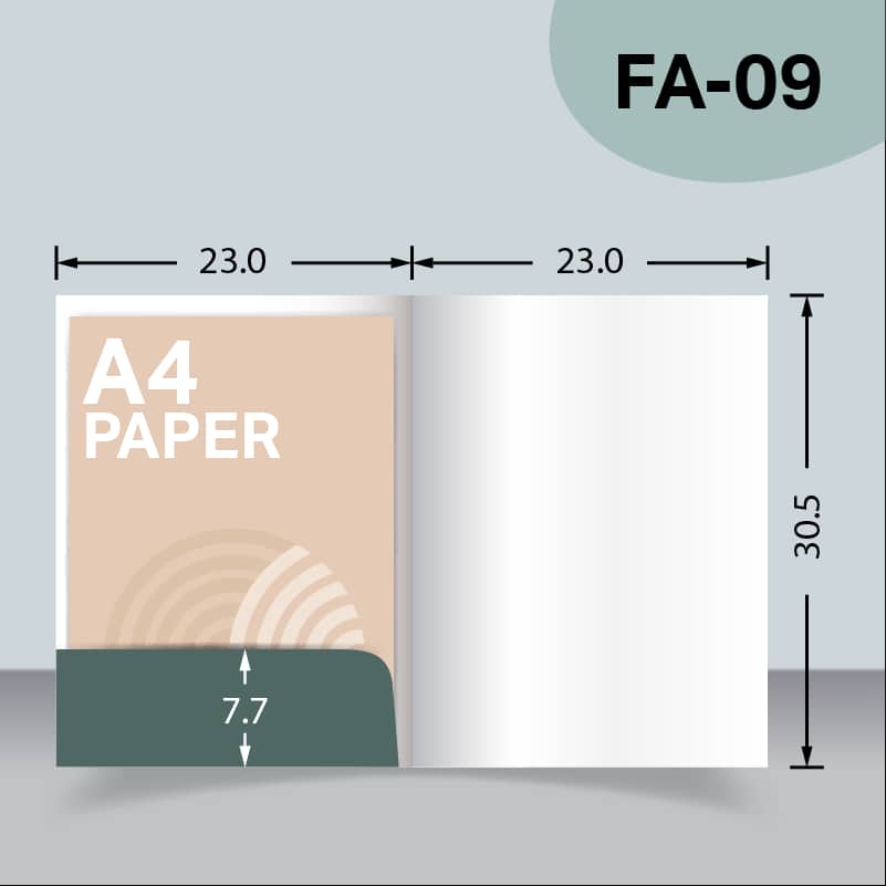 แบบไดคัทแฟ้มไม่มีสันแบบ 1 กระเป๋า FA-09 สำหรับเลือกผลิตแฟ้มเอกสารบริษัท