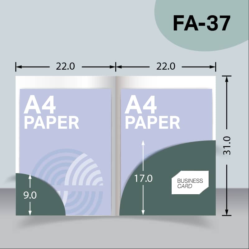 แบบไดคัทแฟ้มไม่มีสันแบบ 2 กระเป๋า FA-37 สำหรับเลือกผลิตแฟ้มเอกสารบริษัท