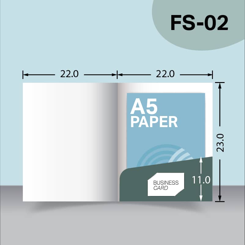 แบบไดคัทแฟ้มแบบพิเศษ A5 FS-02 สำหรับเลือกผลิตแฟ้มเอกสารบริษัท