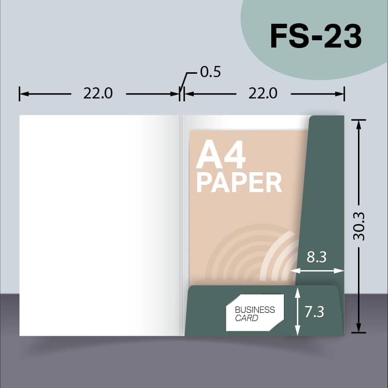 แบบไดคัทแฟ้มแบบพิเศษกระเป๋าเสียบ FS-23 สำหรับเลือกผลิตแฟ้มเอกสารบริษัท