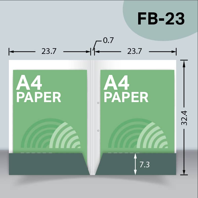 แบบไดคัทแฟ้มมีสันแบบ 2 กระเป๋า FB-23 สำหรับเลือกผลิตแฟ้มเอกสารบริษัท