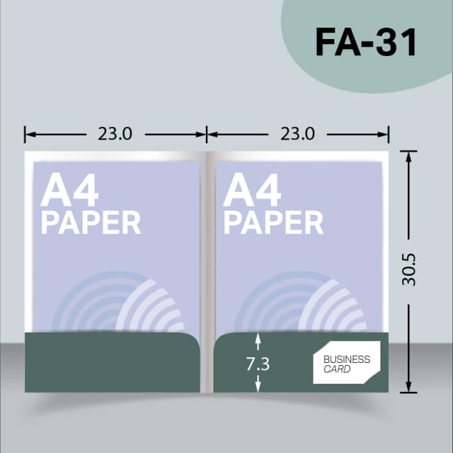 แบบไดคัทแฟ้มไม่มีสันแบบ 2 กระเป๋า FA-31 สำหรับเลือกผลิตแฟ้มเอกสารบริษัท