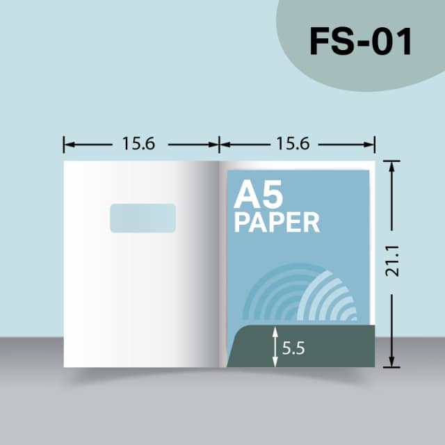 แบบไดคัทแฟ้มแบบพิเศษ A5 FS-01 สำหรับเลือกผลิตแฟ้มเอกสารบริษัท