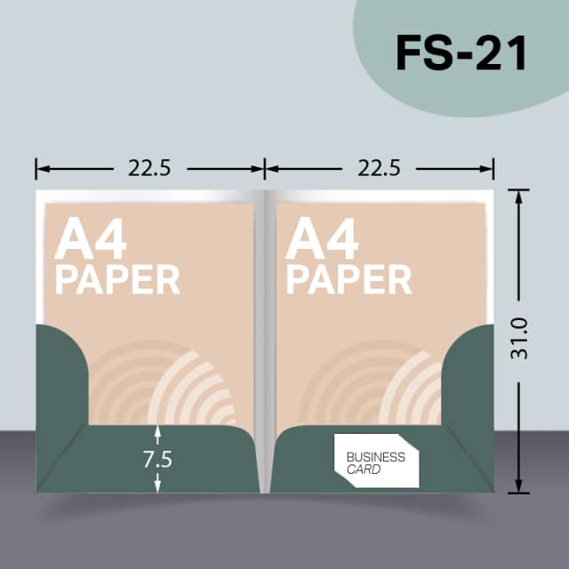 แบบไดคัทแฟ้มแบบพิเศษกระเป๋าเสียบ FS-21 สำหรับเลือกผลิตแฟ้มเอกสารบริษัท