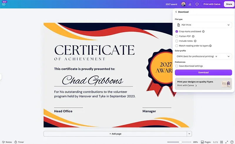 การเลือก Color Profile เป็น CMYK ใน Canva สำหรับงานพิมพ์ระดับมืออาชีพ
