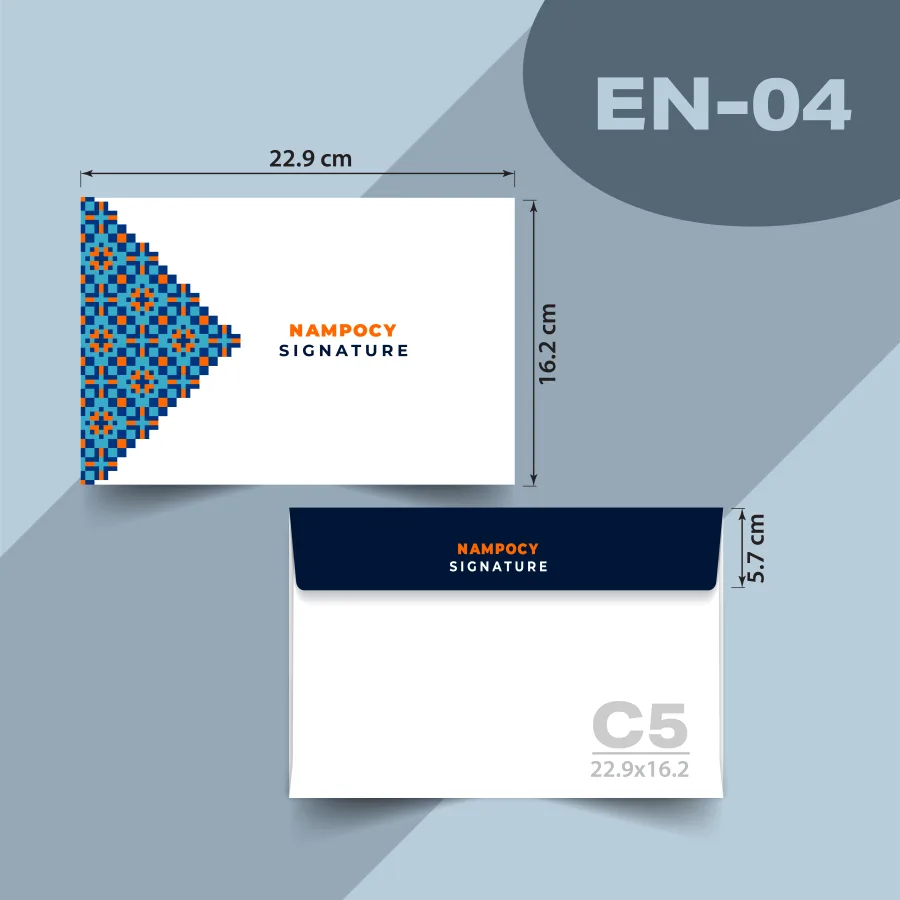 แบบซองโปรโมชั่น EN-04 ซอง C5 ฝาขนาน ขนาด 22.9 × 16.2 ซ.ม. ปากซอง 5.7 ซ.ม.