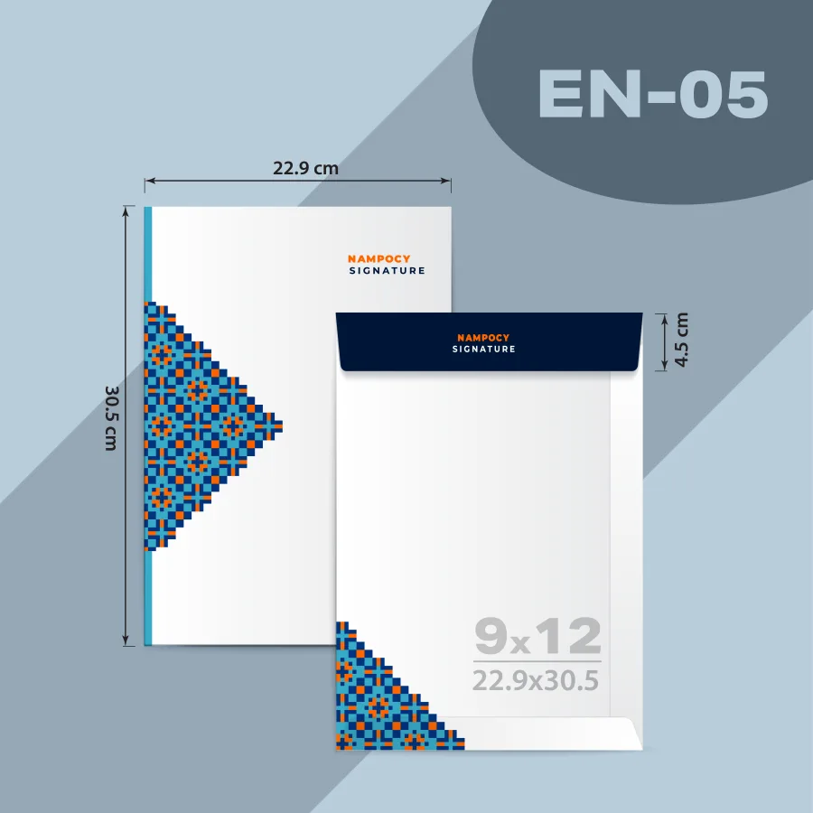 แบบซองโปรโมชั่น EN-05 ซองเอกสาร 9 × 12 นิ้ว ขนาด 22.9 × 30.5 ซ.ม. ปากซอง 4.5 ซ.ม.