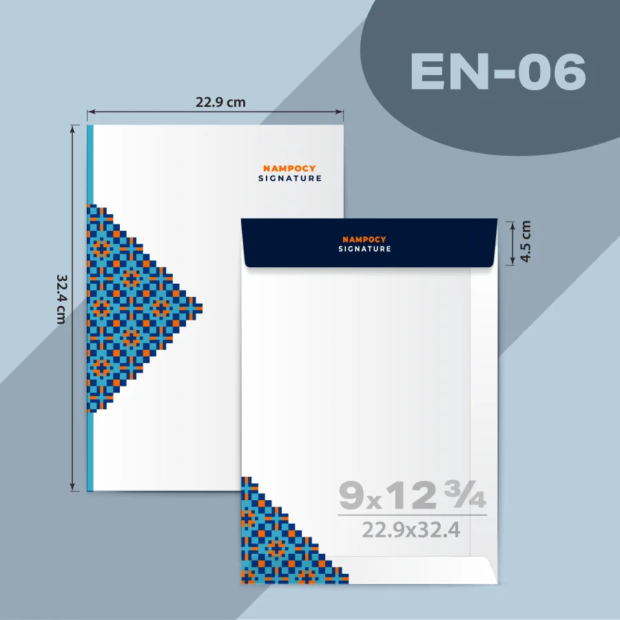 แบบซองโปรโมชั่น EN-06 ซองเอกสาร 9 × 12 3/4 นิ้ว ขนาด 22.9 × 32.4 ซ.ม. ปากซอง 4.5 ซ.ม.
