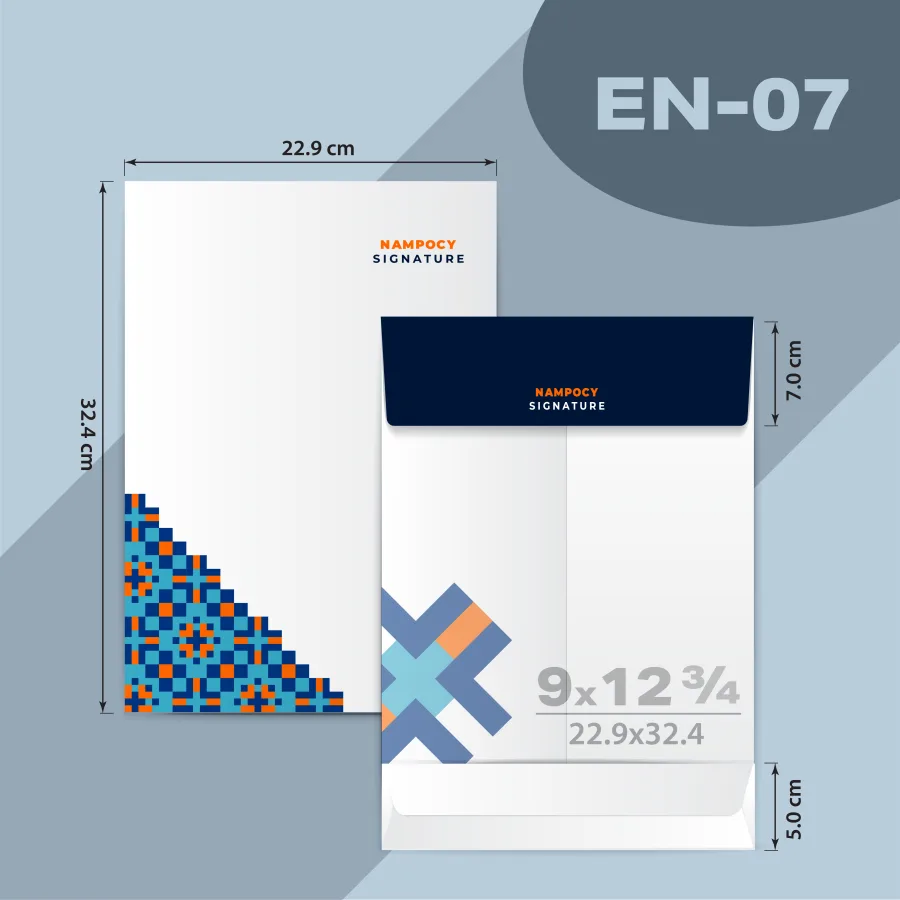 แบบซองโปรโมชั่น EN-07 ซองเอกสารขยายข้าง 9 × 12 3/4 นิ้ว ขนาด 22.9 × 32.4 ซ.ม. ปากซอง 7 ซ.ม.