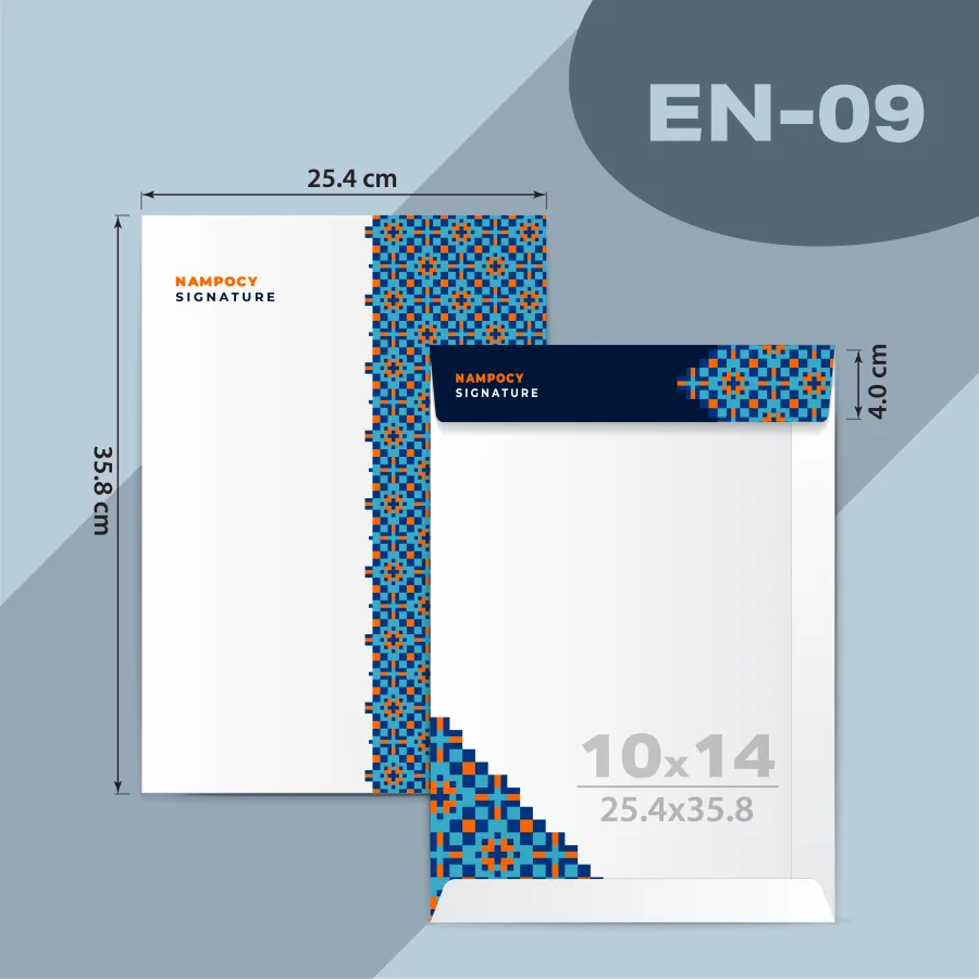 แบบซองโปรโมชั่น EN-09 ซองเอกสาร 10 × 14 นิ้ว ฝาขนาน ขนาด 25.4 × 35.8 ซ.ม. ปากซอง 4 ซ.ม.