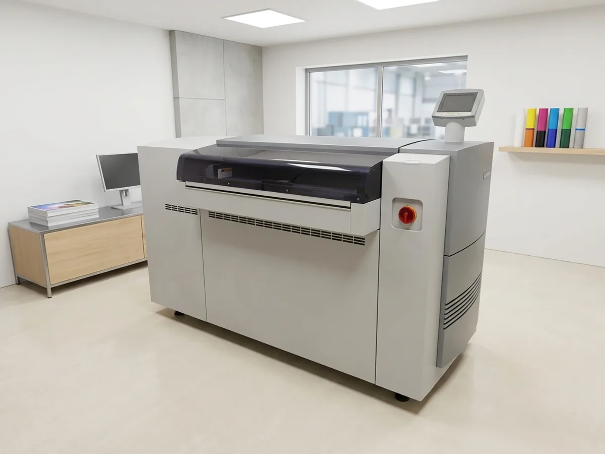 เครื่องทำเพลท Heidelberg Computer-to-Plate ที่โรงพิมพ์ลักษมีรุ่ง ใช้ทำเพลทงานออฟเซ็ทเองในโรงงาน