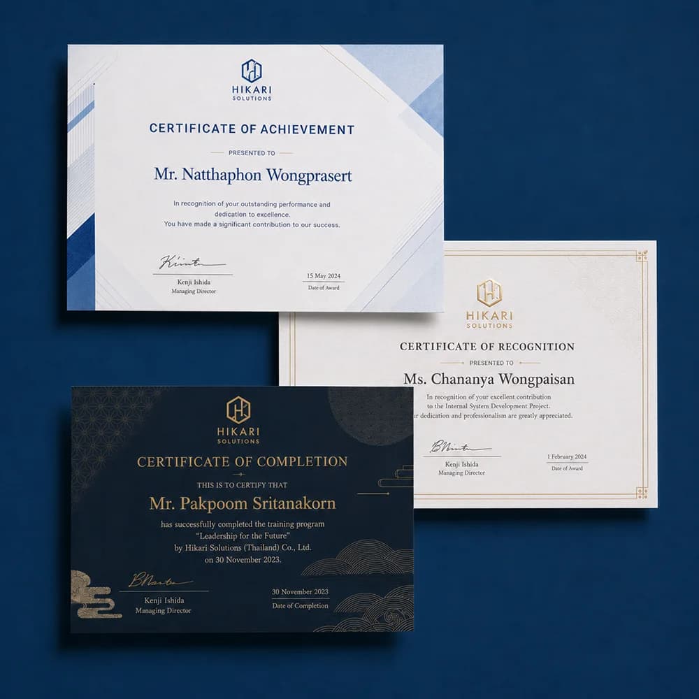ตัวอย่างเกียรติบัตรพิมพ์สีบนกระดาษคุณภาพจากโรงพิมพ์ลักษมีรุ่ง