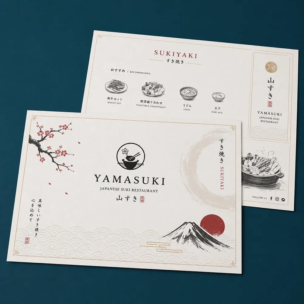 ตัวอย่างกระดาษรองจานพิมพ์ลายสำหรับร้านอาหารและคาเฟ่
