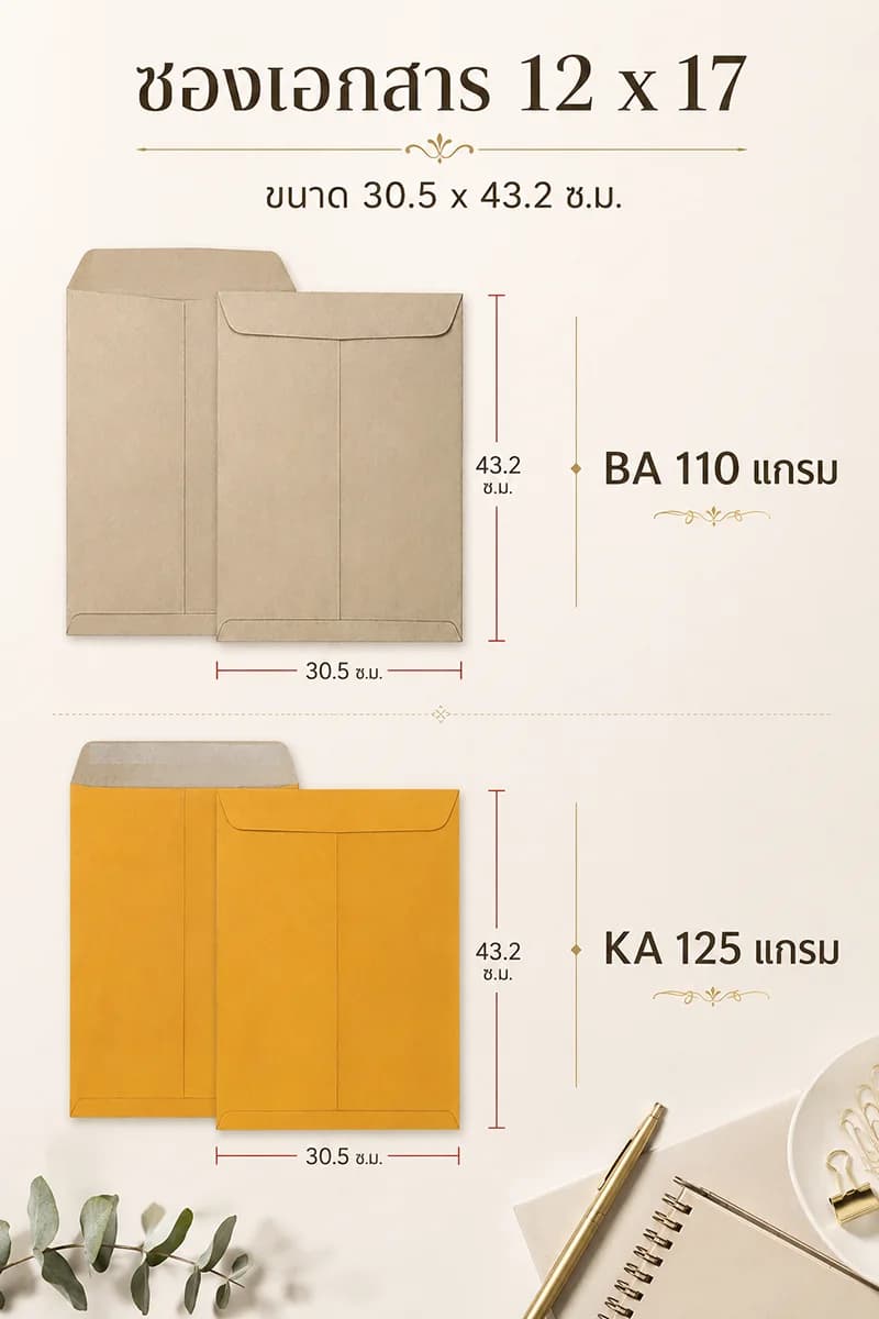ตัวอย่างซองเอกสาร 12 x 17 นิ้ว สำหรับเอกสารขนาด A3