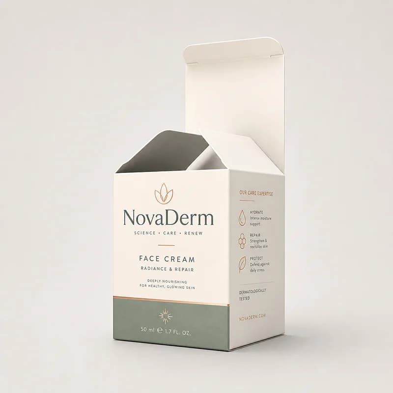 ตัวอย่างกล่องครีมบำรุงผิวแบบฝาเสียบแบรนด์ NovaDerm