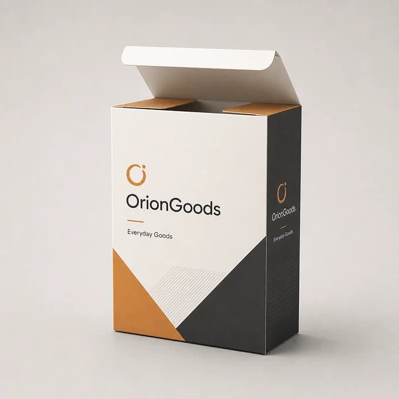 ตัวอย่างกล่องก้นล็อกอัตโนมัติสำหรับสินค้าแบรนด์ OrionGoods