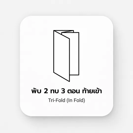 ไอคอนตัวอย่างแผ่นพับสามตอนแบบซ่อนส่วนท้ายไว้ด้านใน