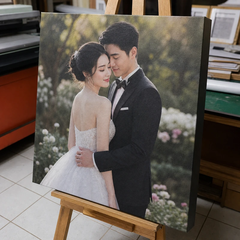 ตัวอย่างภาพพิมพ์กรอบลอยงานแต่งบนขาตั้งไม้